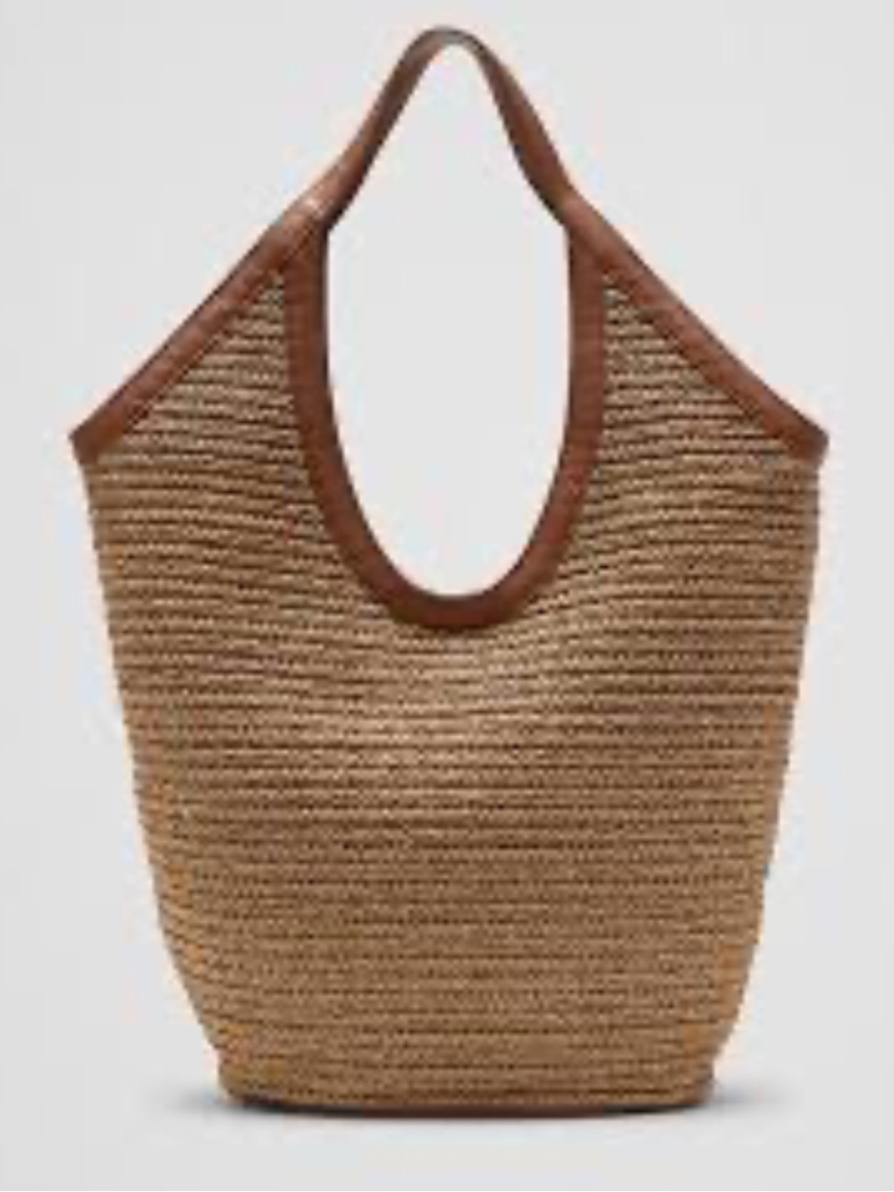 Banana Republic Straw Hobo Tote Bag with Brown Trim
